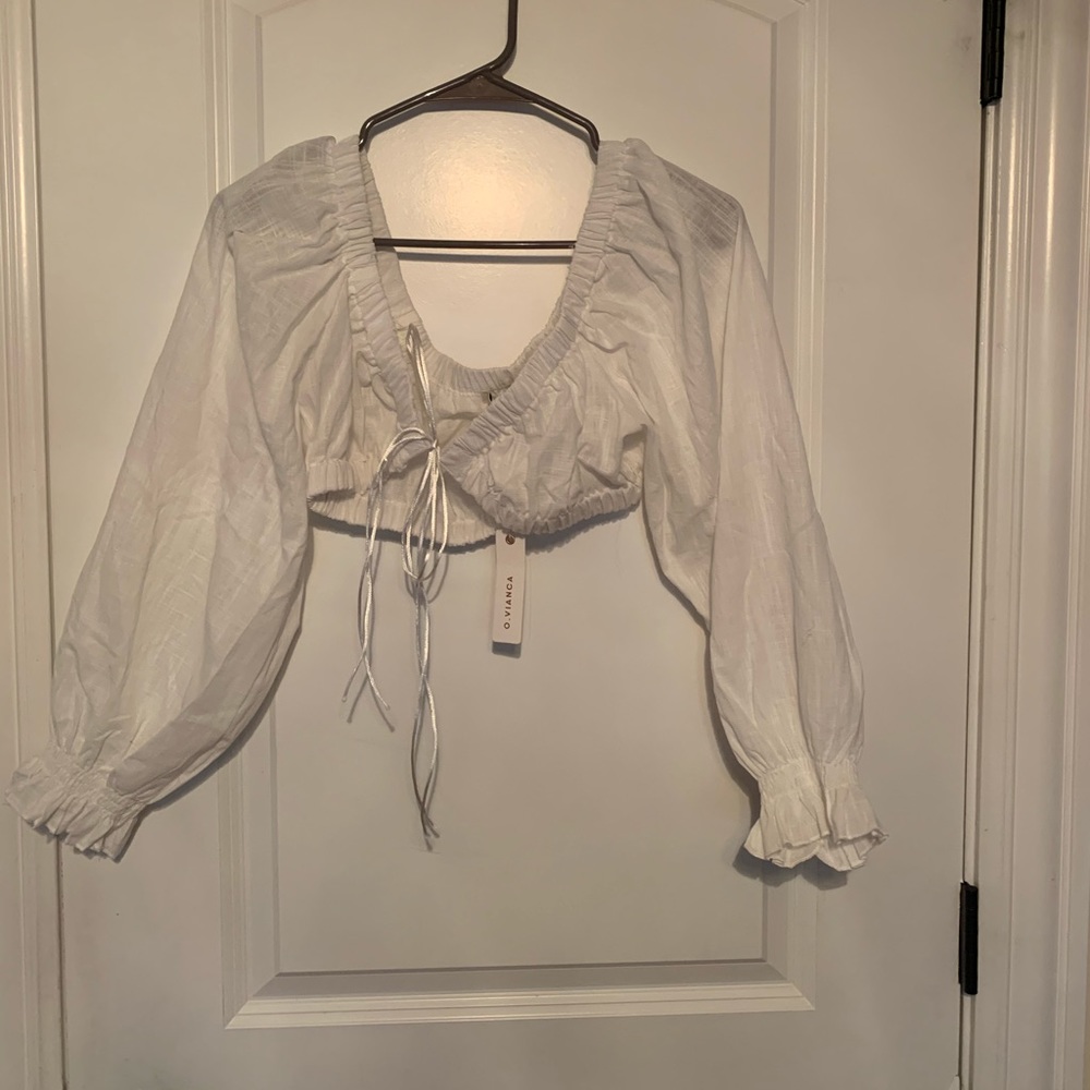 O. Vianca Peasant cropped top